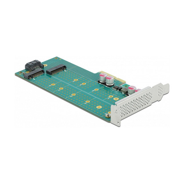 DeLOCK PCI Express x4 Tarjeta a 1x M.2 Key B + 1x NVMe M.2 Key M - Factor de Forma Low Profile, Compatible con PCIe 4.0 y SATA 3.0