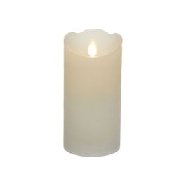 Lumineo Vela de cera LED Ø7.5 x 15 cm Blanca luz cálida con temporizador