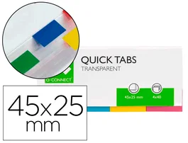 Q-connect Banderitas separadoras 25x45 mm transparentes y color pack 4 con 50 hojas