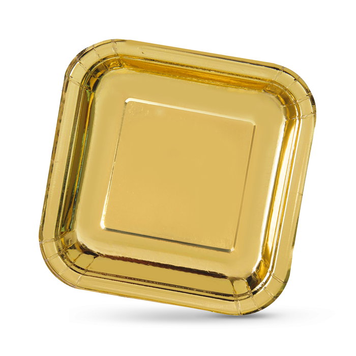 Algon Set 3 Platos Cartón Oro Cuadrados 26 cm (18 Unidades)