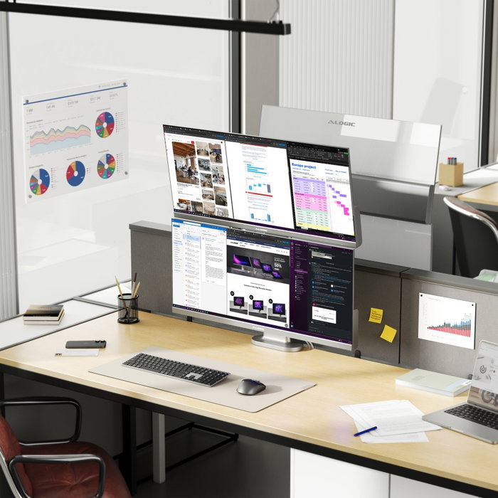 Alogic Elevate 34 Dual Vertical Monitor Stand Silver Alogic Elevate 34 Dual Vertical Monitor Stand Silver