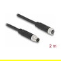 DeLOCK Cable M8 A-kodiert 3 Pin Macho a Hembra PUR (TPU) 2 m Negro - Cable de 2 m con conectores M8