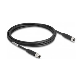 DeLOCK Cable M8 A-kodiert 3 Pin Macho a Hembra PUR (TPU) 2 m Negro - Cable de 2 m con conectores M8