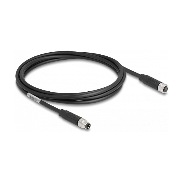 DeLOCK Cable M8 A-kodiert 3 Pin Macho a Hembra PUR (TPU) 2 m Negro - Cable de 2 m con conectores M8 DeLOCK Cable M8 A-kodiert 3 Pin Macho a Hembra PUR (TPU) 2 m Negro - Cable de 2 m con conectores M8