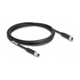 DeLOCK Cable M8 de 3 pines con codificación A, macho a hembra, 2 m