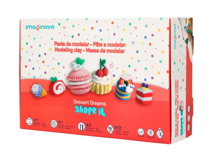 Imaginovo Pasta para Modelar Secado al Aire Set 12 Colores Shape It Dessert Dream con Herramientas e Instrucciones Imaginovo Pasta para Modelar Secado al Aire Set 12 Colores Shape It Dessert Dream con Herramientas e Instrucciones