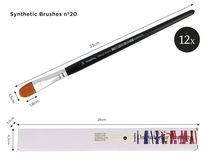 Innspiro Caja de 12 Pinceles Sintéticos Lengua de Gato nº20 Innspiro Caja de 12 Pinceles Sintéticos Lengua de Gato nº20