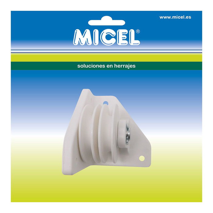 Micel Polea Lateral TLD20 92581 para Pergola para Dos Cuerdas de 8mm en Nylon Acabado Blanco