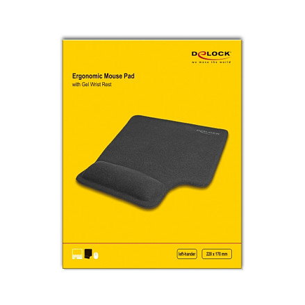 DeLOCK Alfombrilla ergonómica con reposamuñecas de gel para zurdos negra DeLOCK Alfombrilla ergonómica con reposamuñecas de gel para zurdos negra