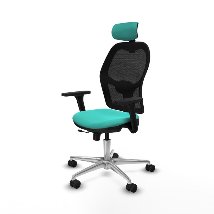 PIQUERAS Y CRESPO Silla de oficina Jorquera con mecanismo Sincro/Traslack, Turquesa y Negro