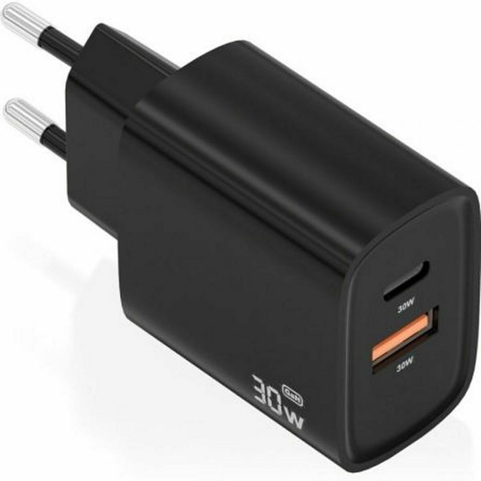 Aisens Cargador GaN 30W con USB-C PD 3.0 y USB-A QC 3.0, Negro Aisens Cargador GaN 30W con USB-C PD 3.0 y USB-A QC 3.0, Negro