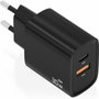 Aisens Cargador GaN 30W con USB-C PD 3.0 y USB-A QC 3.0, Negro