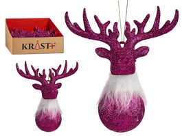 KRIST+ Adorno para Árbol de Navidad Reno Fucsia 14 x 15.5 x 7 cm (Set de 48)
