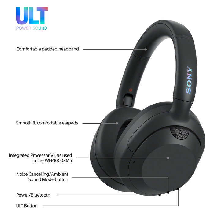 Sony ULT WEAR WH-ULT900N Auriculares Inalámbricos Negros con Micrófono de Diadema Circumaural