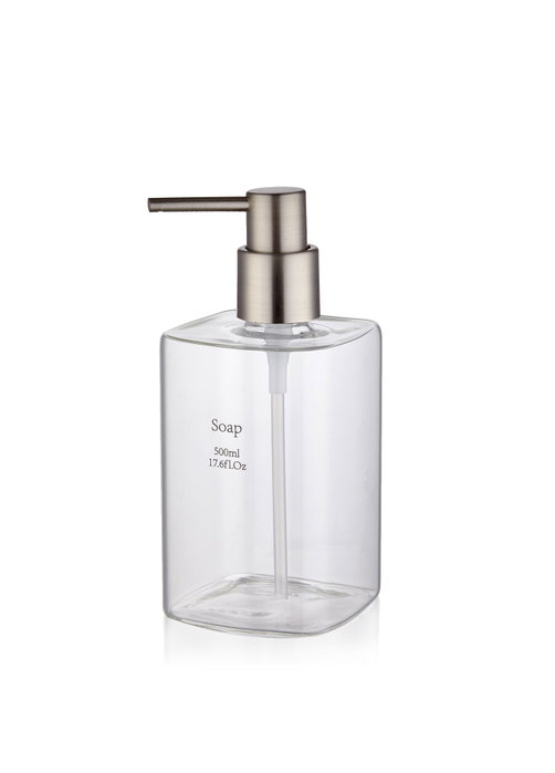 Mijölnir Sbn0038 Dispensador de Jabón de Cristal Transparente 500 ml para Baño y Cocina