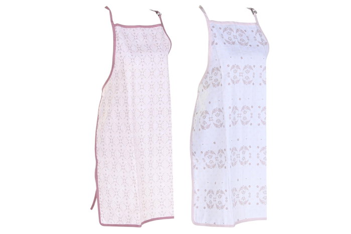DKD Home Decor Delantal Pixel love Rosa Blanco 80 x 60 cm Set de 2 Algodón