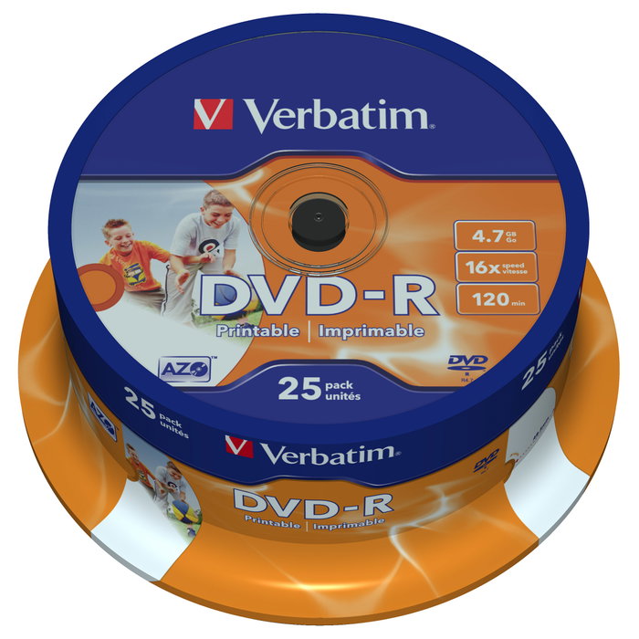 Verbatim DVD-R 4.7GB 16x Imprimible, Pack de 25 unidades