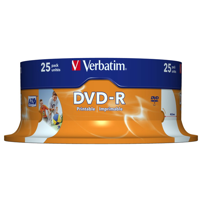 Verbatim DVD-R 4.7GB 16x Imprimible, Pack de 25 unidades