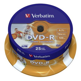 Verbatim DVD-R 4,7 GB 16x Wide Printable Pack de 25