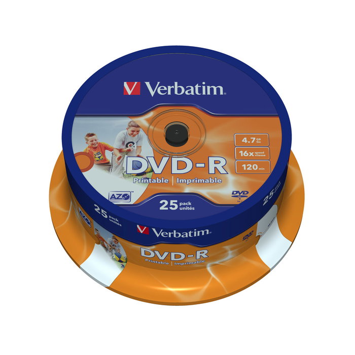 Verbatim DVD-R 4.7GB 16x Imprimible, Pack de 25 unidades