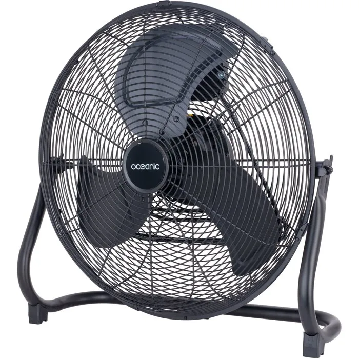 Oceanic OCEAVI120B Ventilador de Pie Industrial 120W, 3 Velocidades, Diámetro 49 cm, Color Negro Mate