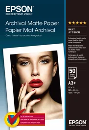 Epson GF Papel Archival Matte, A3+, 50 h, 189g.