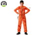 Disfraz Halloween de Preso Naranja con Salpicaduras de Sangre para Niño, Talla 10-12 Años, para Fiestas y Fotografías