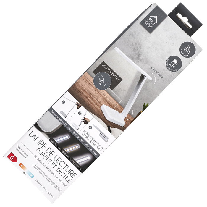 Home Deco Factory Lámpara Lectura Plegable Táctil ABS Plástico