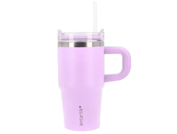 Antartik Taza térmica Pulse con asa y pajita, morado, 570 ml