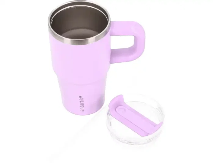 Antartik Taza térmica Pulse con asa y pajita, morado, 570 ml