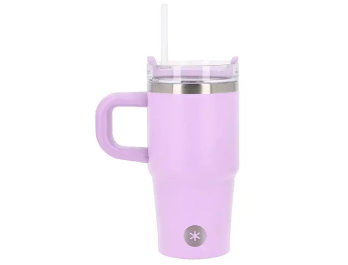 Antartik Taza térmica Pulse con asa y pajita, morado, 570 ml
