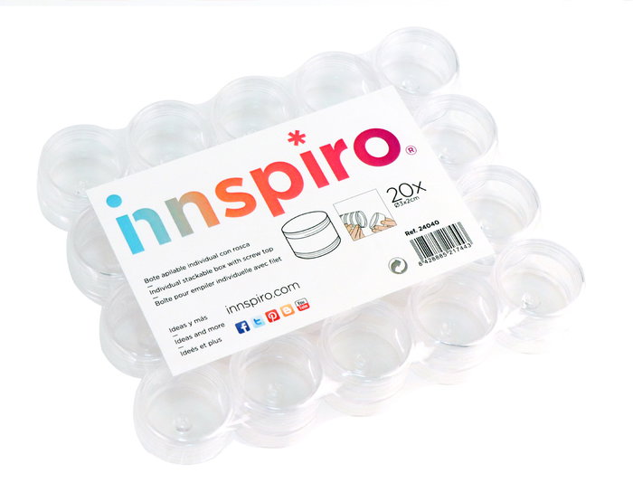 Innspiro Pack de 20 Botes Plásticos Apilables con Rosca 3x2 cm