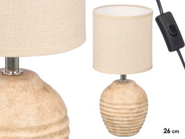 Giftdecor Lámpara Envejecida Redonda Rayas Horizontales 28 cm Cerámica y Tela Marrón (Set de 8)