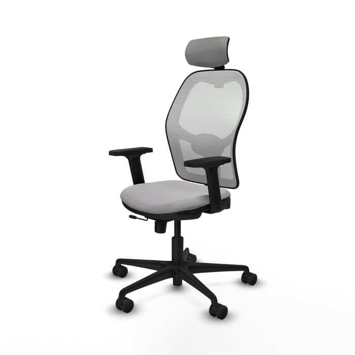 PIQUERAS Y CRESPO Silla de oficina Jorquera con mecanismo Sincro/Traslack, Gris claro y Blanco