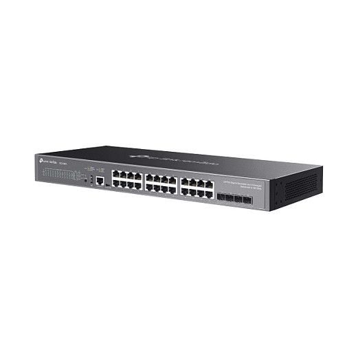 TP-Link Omada SG5428X(UN) Switch gestionado L3 de 24 puertos Gigabit, 4 ranuras SFP+ 10G, apilable, sin ventilador