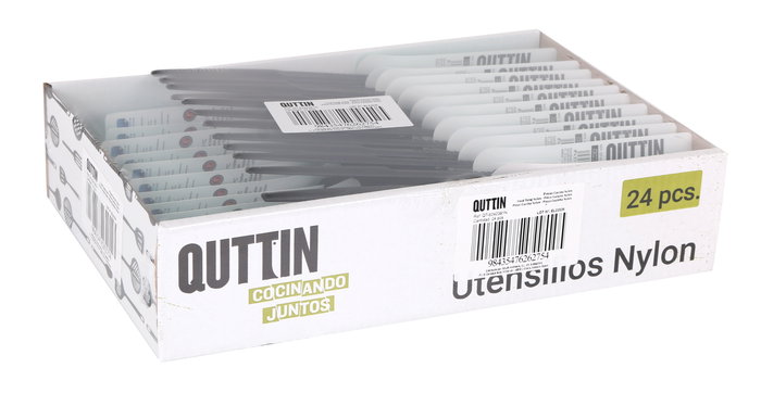 Quttin Pinzas de Cocina 28 cm de Nylon, Color Negro (24 Unidades)