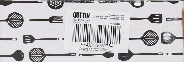 Quttin Pinzas de Cocina 28 cm de Nylon, Color Negro (24 Unidades)