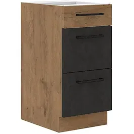 CUISINIER ROCKD403S Mueble cacerola 3 cajones 40 cm Roble Lancelot y gris matera