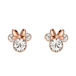 Disney Pendientes Minnie Mouse Bañados en Plata 18 ct Oro Rosa Piedras Engarzadas Oficial