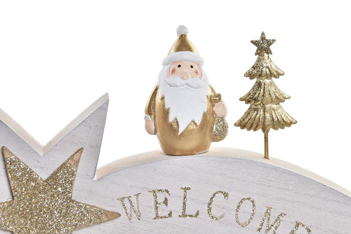 DKD Home Decor Decoracion Navidad Moderna Blanco Dorado Madera 3 x 12.5 x 19.5 cm (4 Unidades)
