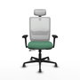 PIQUERAS Y CRESPO Silla de oficina Haches Verde esmeralda con malla Blanca