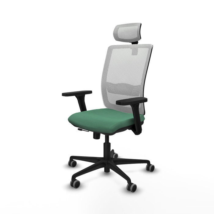 PIQUERAS Y CRESPO Silla de oficina Haches Verde esmeralda con malla Blanca