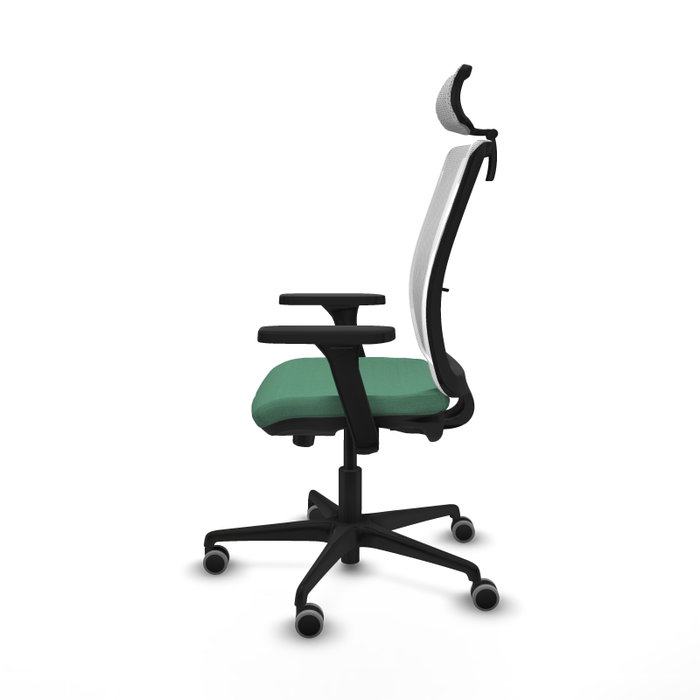 PIQUERAS Y CRESPO Silla de oficina Haches Verde esmeralda con malla Blanca