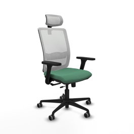 PIQUERAS Y CRESPO Silla de oficina Haches Verde esmeralda con malla Blanca