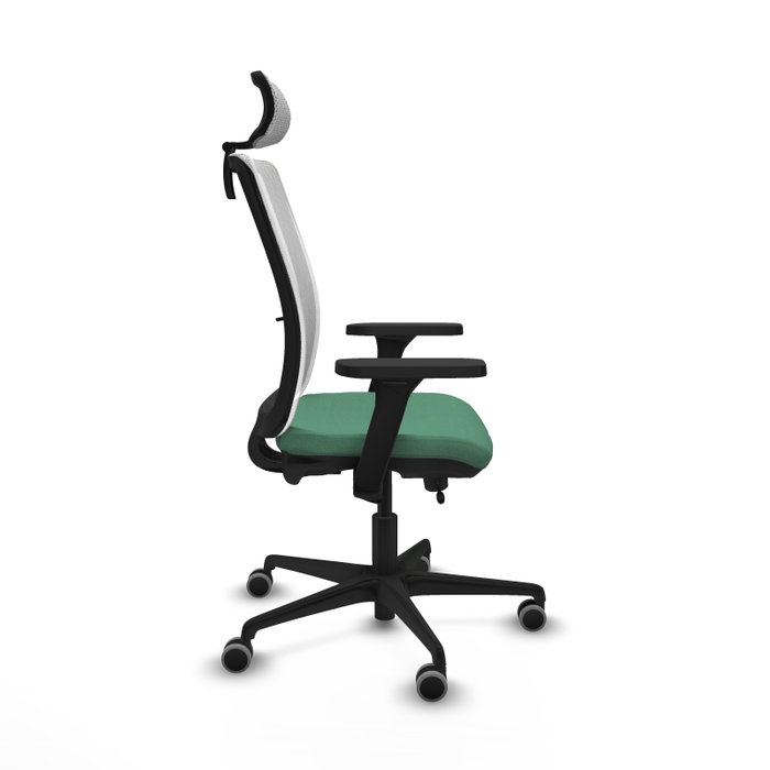 PIQUERAS Y CRESPO Silla de oficina Haches Verde esmeralda con malla Blanca