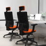 PIQUERAS Y CRESPO Silla de oficina Horna con mecanismo Sincro, Naranja y Gris