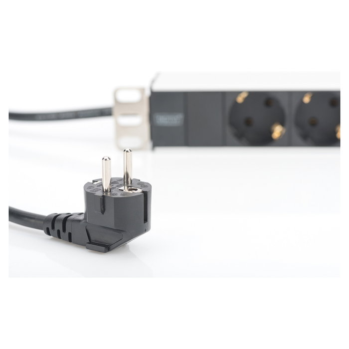 Digitus Regleta de enchufes 19" 1HE con 8 tomas, perfil de aluminio, 2m cable, Negro