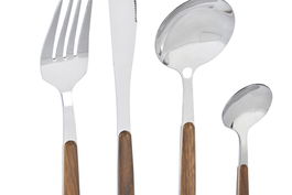 DKD Home Decor Cubertería Plateado Natural Inox Abs Set 16 Piezas 2x21x3 cm