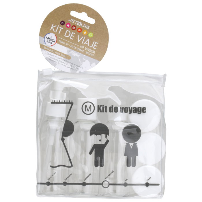 Jet Lag Kit Viaje Neceser con 6 Piezas, Transparente y Cierre Zip, Ideal Cabina Avión Jet Lag Kit Viaje Neceser con 6 Piezas, Transparente y Cierre Zip, Ideal Cabina Avión