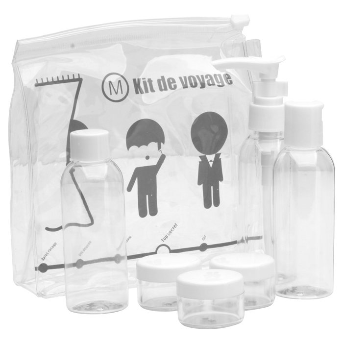 Jet Lag Kit Viaje Neceser con 6 Piezas, Transparente y Cierre Zip, Ideal Cabina Avión Jet Lag Kit Viaje Neceser con 6 Piezas, Transparente y Cierre Zip, Ideal Cabina Avión